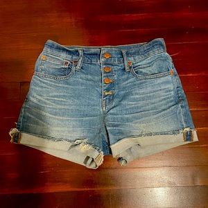 High waisted denim shorts